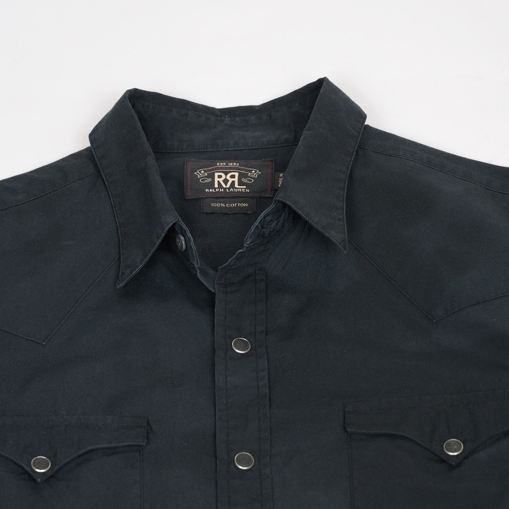 RRL Ralph Lauren Black Pearl Snap Western Shirt Size L